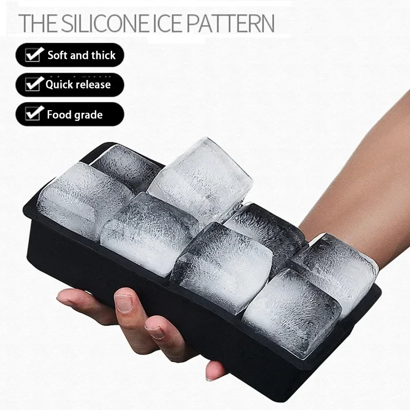 SoftAura 4/6/8/15/160 Grid Large Silicone Ice Cube Tray Food Grade Jumbo Ice Maker Mold Square Ice Tray for Home Kitchen DIY