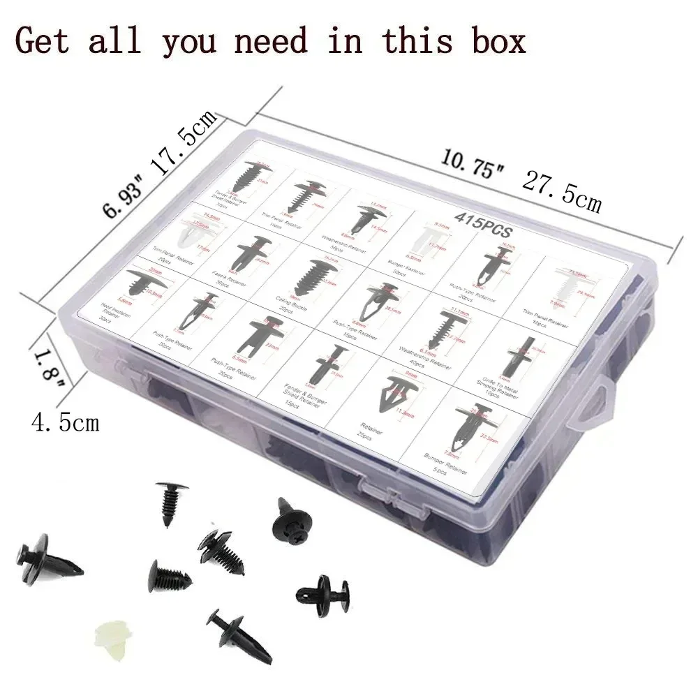 800pcs-100Pcs Car Fastener Clips Kit Fender Rivet Plastic Clips Auto Body Push Retainer Pin Rivet Bumper Door Trim Panel Repair