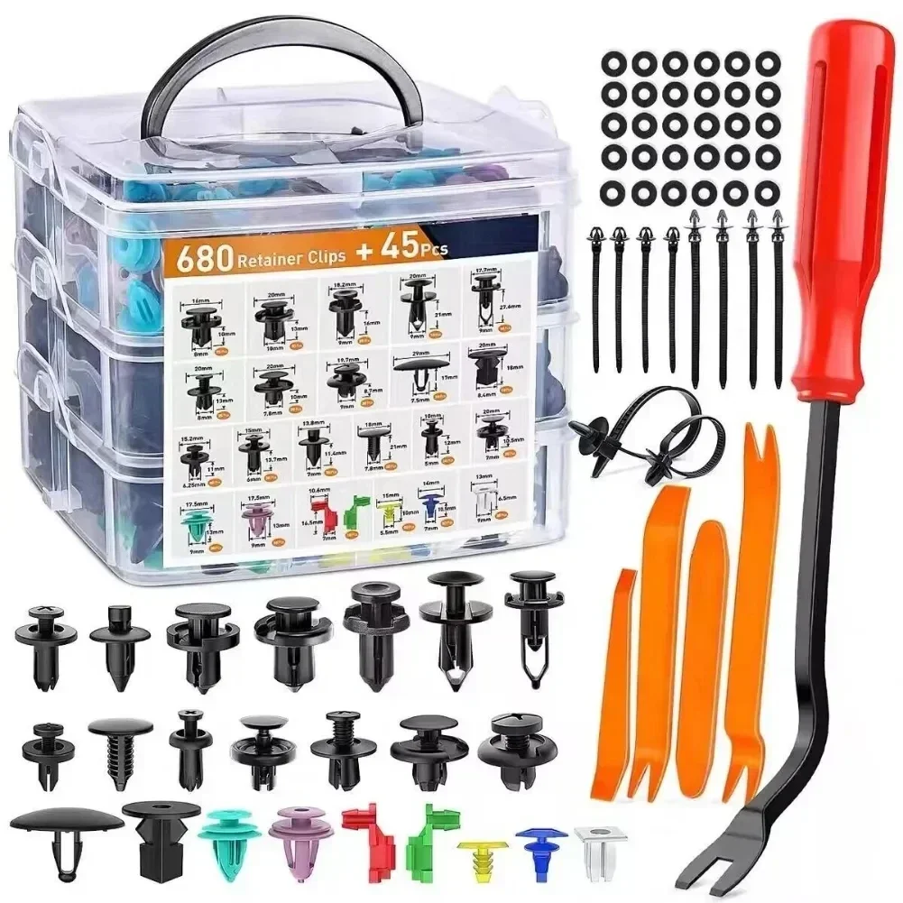 800pcs-100Pcs Car Fastener Clips Kit Fender Rivet Plastic Clips Auto Body Push Retainer Pin Rivet Bumper Door Trim Panel Repair