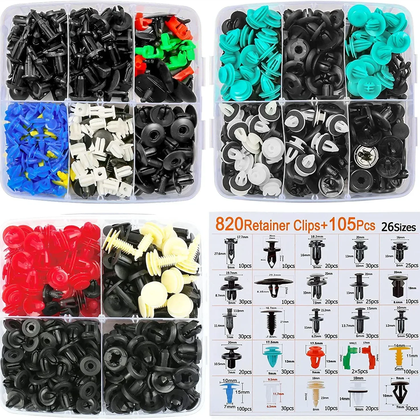 800pcs-100Pcs Car Fastener Clips Kit Fender Rivet Plastic Clips Auto Body Push Retainer Pin Rivet Bumper Door Trim Panel Repair