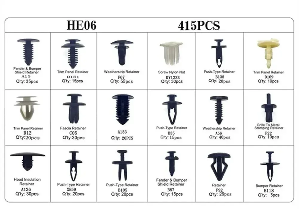 800pcs-100Pcs Car Fastener Clips Kit Fender Rivet Plastic Clips Auto Body Push Retainer Pin Rivet Bumper Door Trim Panel Repair