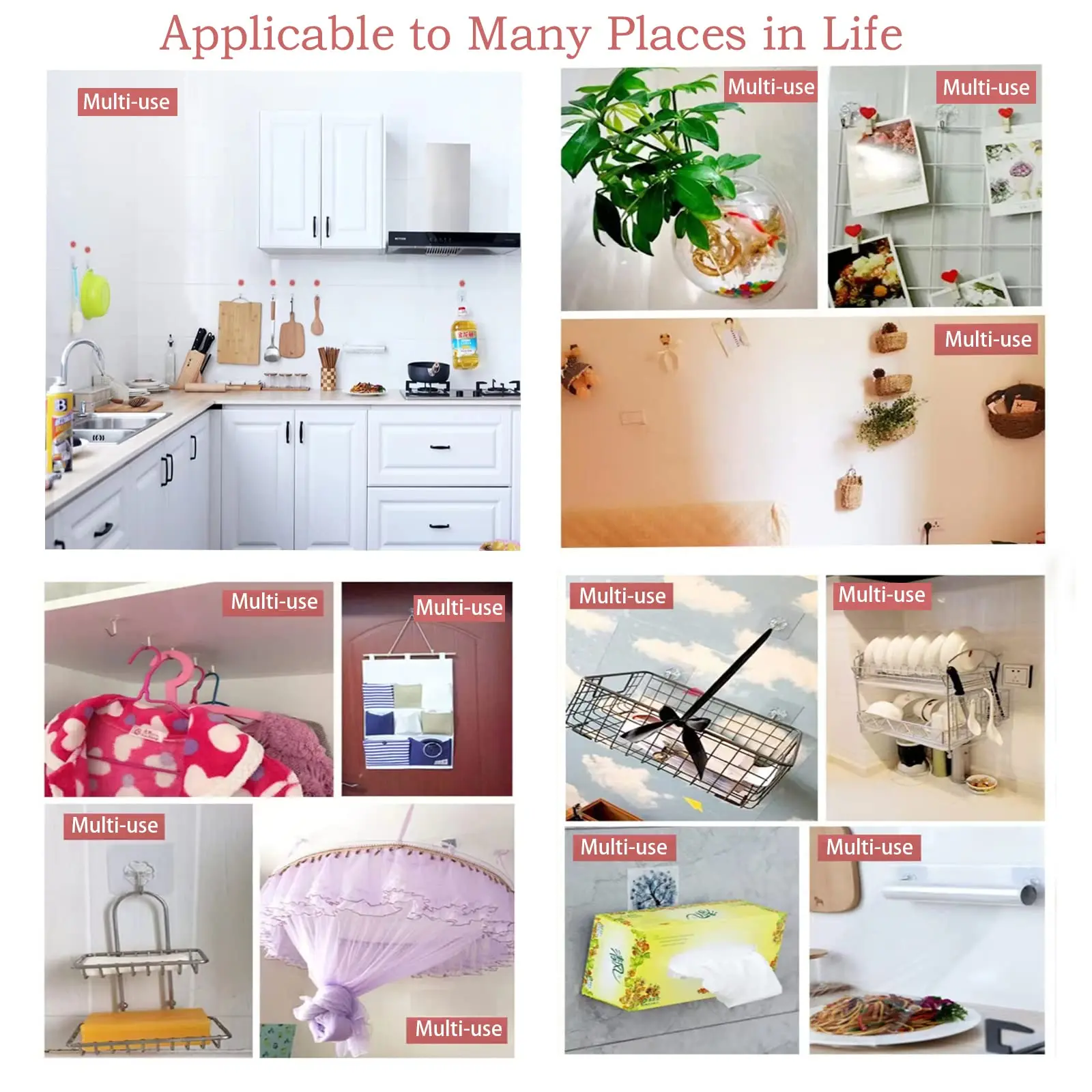 Waterproof and Oilproof Wall Hooks, Sticky Hooks for Kitchen Bathroom Shower Door Outdoor Wall Hanging Door Self-adhesive