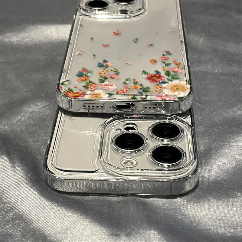 Flower Phone Case For iPhone 17 18 Pro Max 16 13 14 12 11 15 Pro Max 16e Air 7 Plus SE Shockproof Transparent Cover Soft Funda