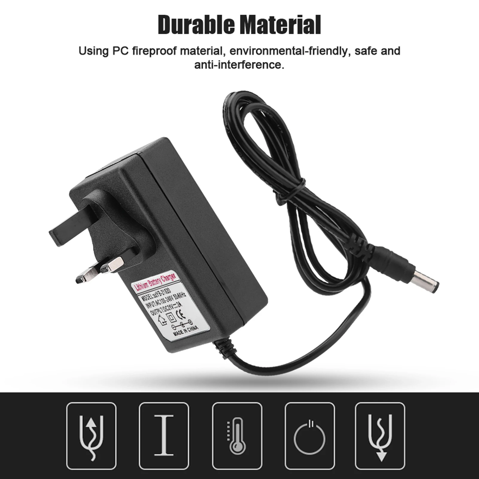 AC 100-240V DC 21V 2A Safe Charge Power Supply Adapter Lithium ion Battery Charger UK Plug