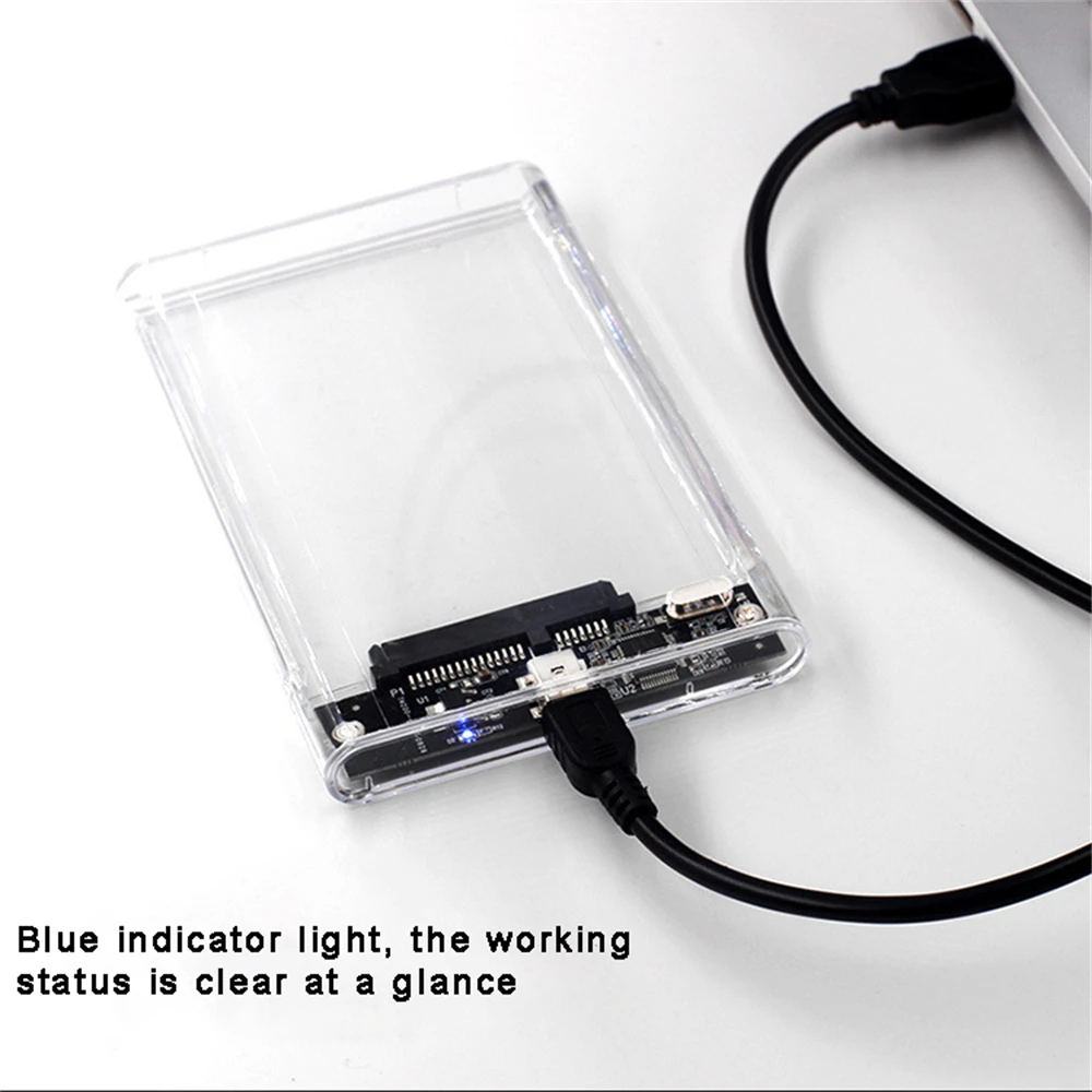 2.5 inch Hard Drive Enclosure USB 3.0/Type C to SATA III Clear External Hard Drive Case for 2.5 inch SATA SSD HDD Support UASP