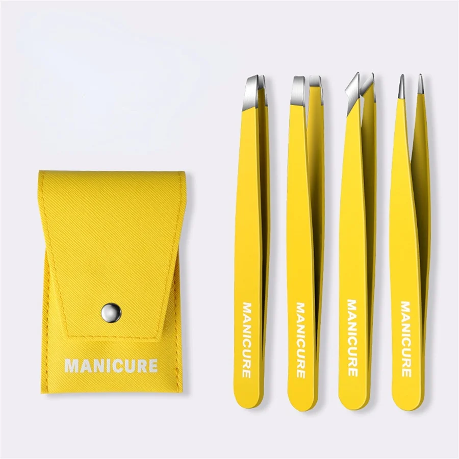 Eyebrow Tweezer Colorful Hair Beauty Fine Hairs Puller Stainless Steel Slanted Eye Brow Clips Removal Makeup Tools
