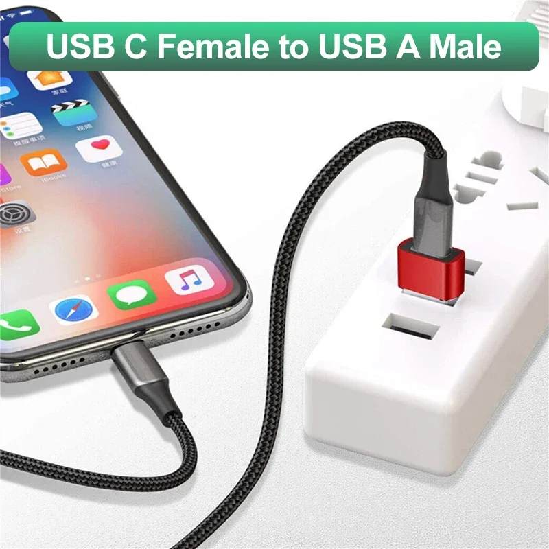 USB to USB C Adapter for iPhone 17 USB C Female to USB Male Car Charger Adapter Type C Converter for Apple 16 for Samsung Galaxy