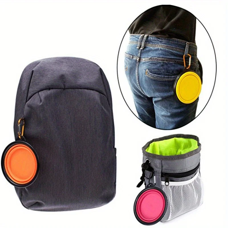 Dog Folding Bowl Portable Dog Travel Bowl Dog Food Water Bowl for Outdoor Walking Silicone Dog Food Water Bowl with Bowl Lip