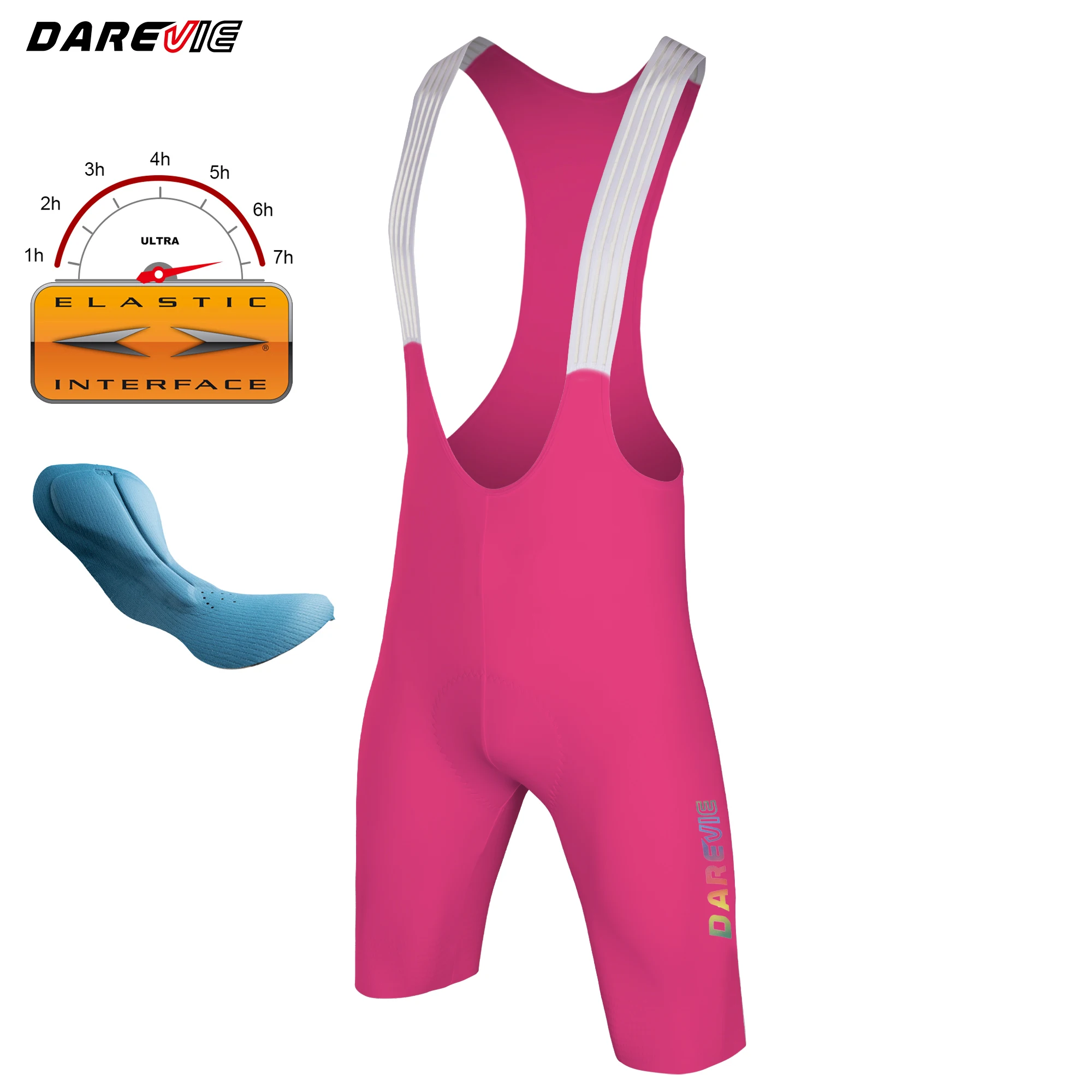 DAREVIE Cycling Bib Shorts Seamless 4.0 Italy ELASTIC-INTERFACE Pad Cycling Shorts Diamond Leg Gripper Men's Bretelelle Shorts