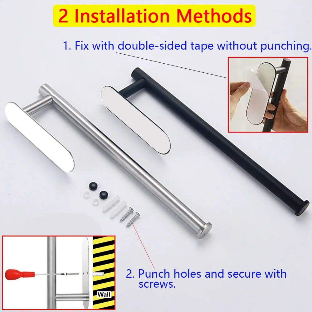 Kitchen Paper Towel Holder Adhesive Tissue Hanger Toilet Roll Paper Dispenser Cabinet Storage Napkin Rack Bathroom Accessories