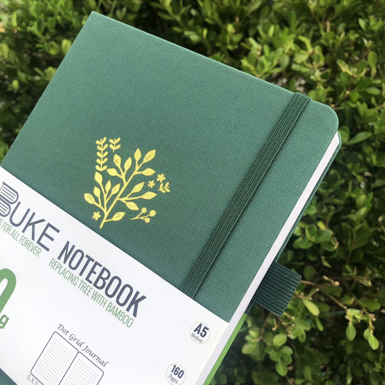 BUKE 180gsm BAMBOO PAPER Dot Grid JOURNAL Dotted Notebook Drawing Books - Forest Green Color