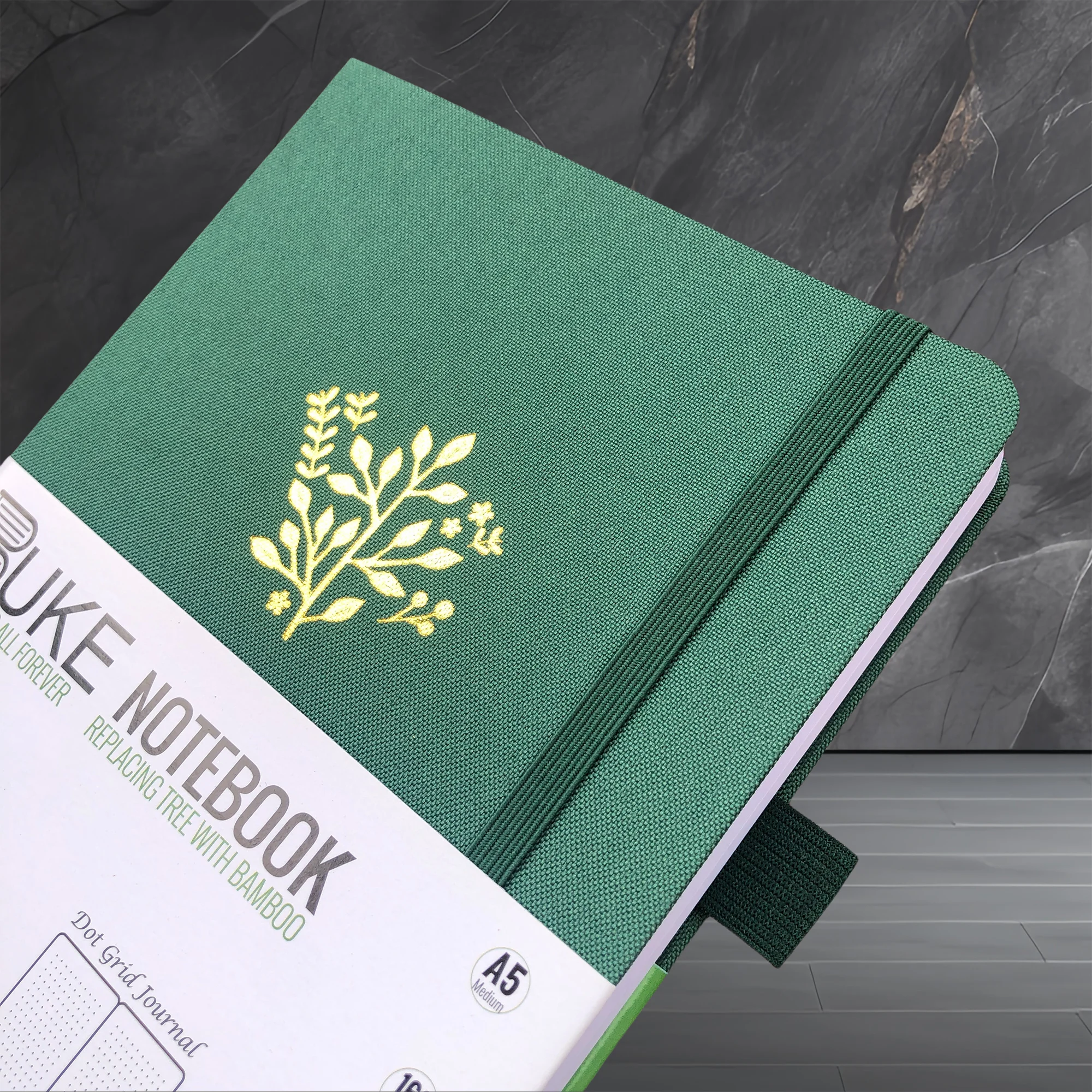 BUKE 180gsm BAMBOO PAPER Dot Grid JOURNAL Dotted Notebook Drawing Books - Forest Green Color