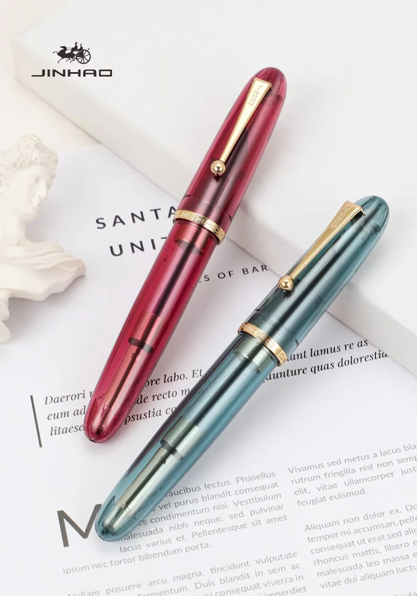 Jinhao 9019 Fountain Pen Transparent Luxury Resin Pen 0.5/0.7mm Nib Writing Ink Pens Stationery Business Office School Supplies