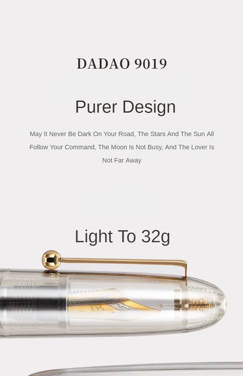 Jinhao 9019 Fountain Pen Transparent Luxury Resin Pen 0.5/0.7mm Nib Writing Ink Pens Stationery Business Office School Supplies