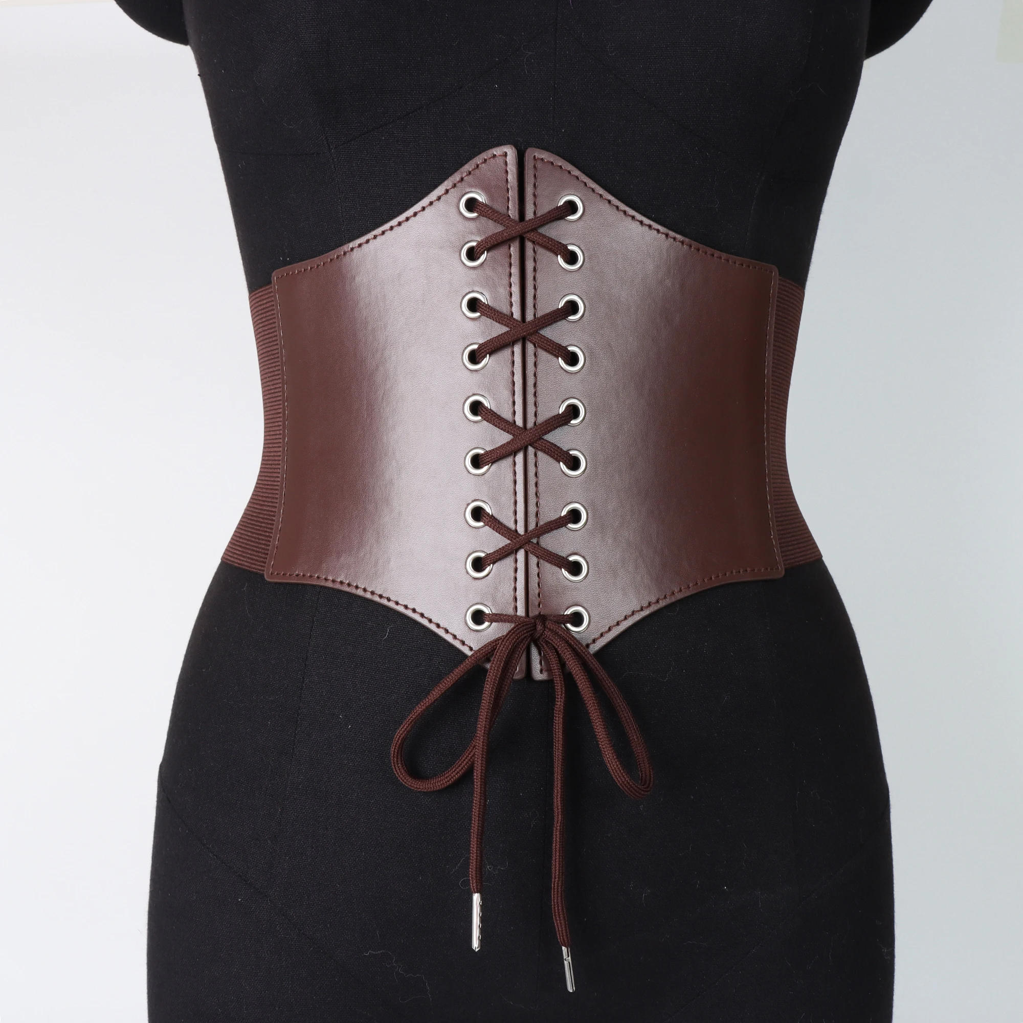 Medieval Waist Belt Brown Elastic Bind Belt Trendy Decoration Women Retro Viking Renaissance Dress Accessory For Cosplay Prop