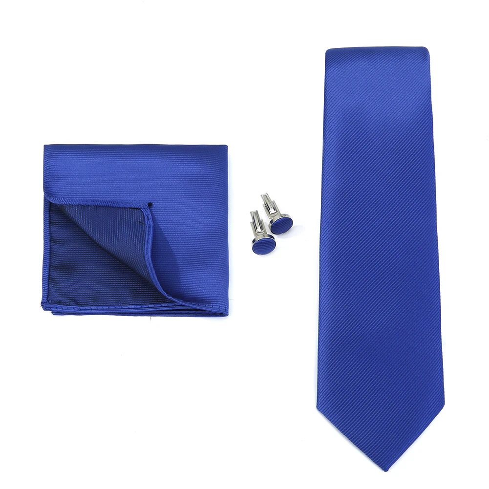 Necktie Fashion Brand Handmade Solid Necktie Handkerchief Cufflinks Set For Men Ties Suit Shirts Wedding Accessories Man Gifts