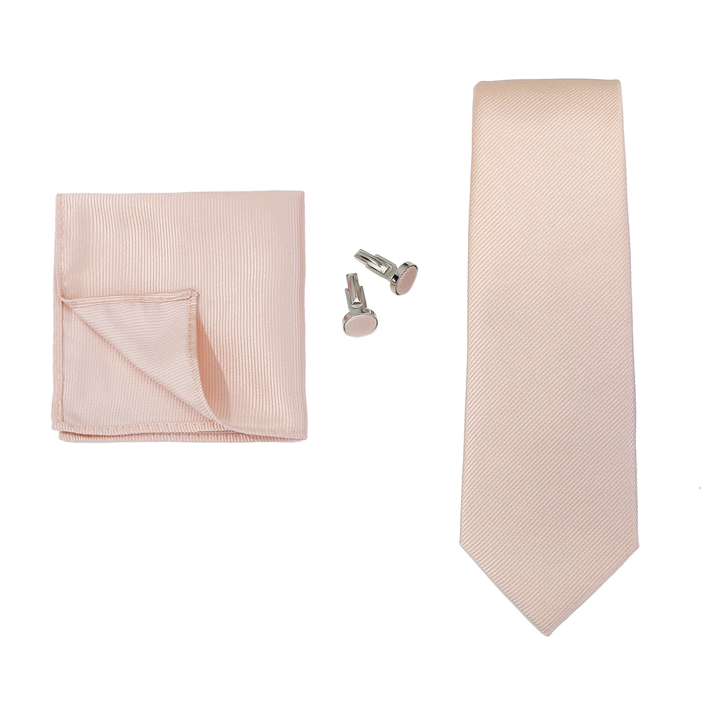 Necktie Fashion Brand Handmade Solid Necktie Handkerchief Cufflinks Set For Men Ties Suit Shirts Wedding Accessories Man Gifts