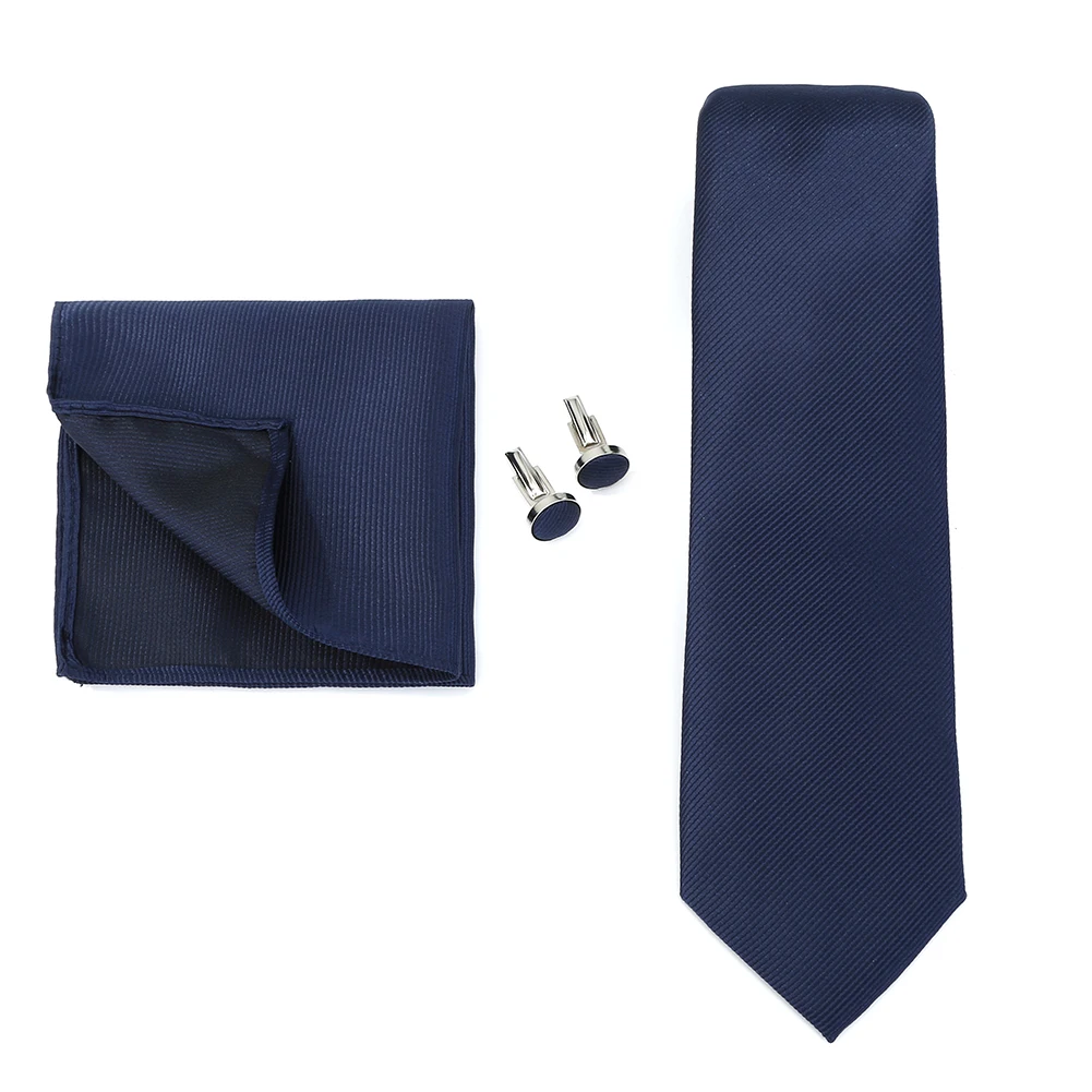 Necktie Fashion Brand Handmade Solid Necktie Handkerchief Cufflinks Set For Men Ties Suit Shirts Wedding Accessories Man Gifts