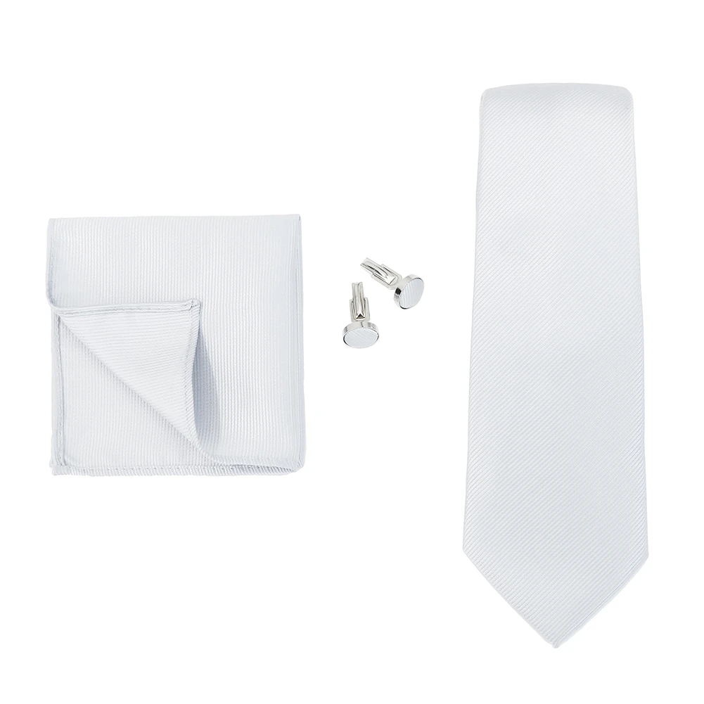 Necktie Fashion Brand Handmade Solid Necktie Handkerchief Cufflinks Set For Men Ties Suit Shirts Wedding Accessories Man Gifts