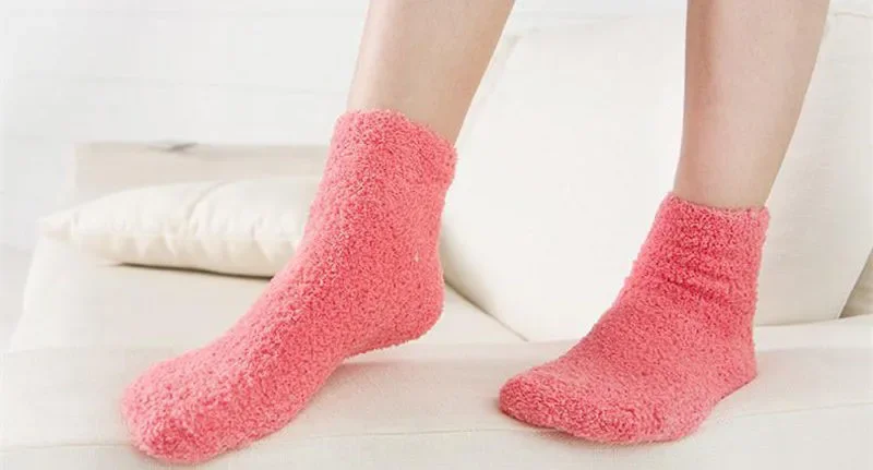 Soft Coral Fleece Velvet Socks For Women Warm Bed Socks Winter Sweet Gift