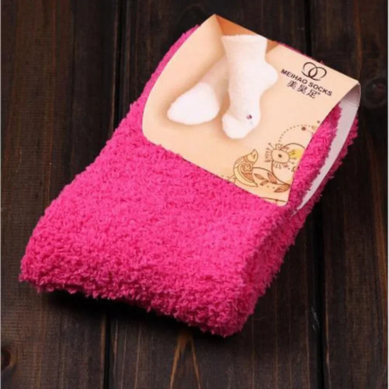 Soft Coral Fleece Velvet Socks For Women Warm Bed Socks Winter Sweet Gift