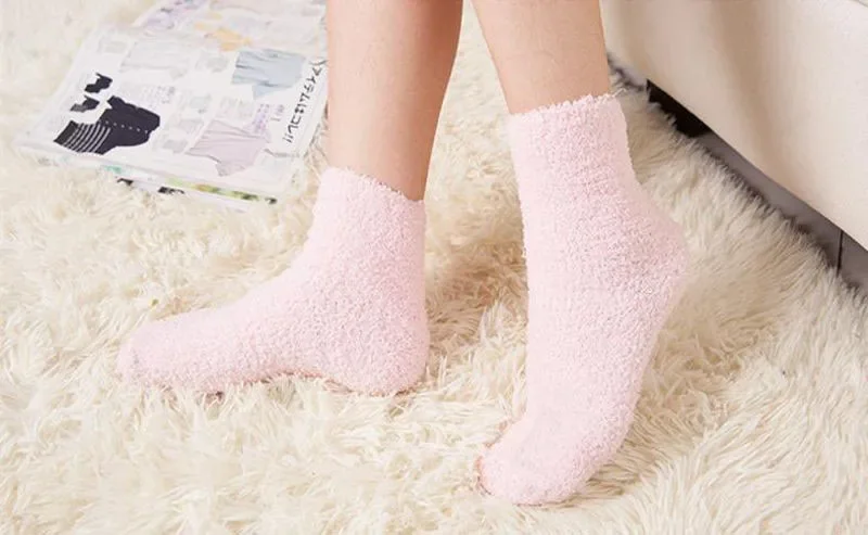 Soft Coral Fleece Velvet Socks For Women Warm Bed Socks Winter Sweet Gift