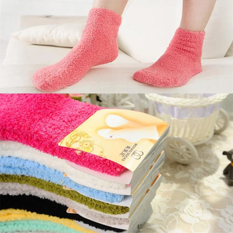 Soft Coral Fleece Velvet Socks For Women Warm Bed Socks Winter Sweet Gift