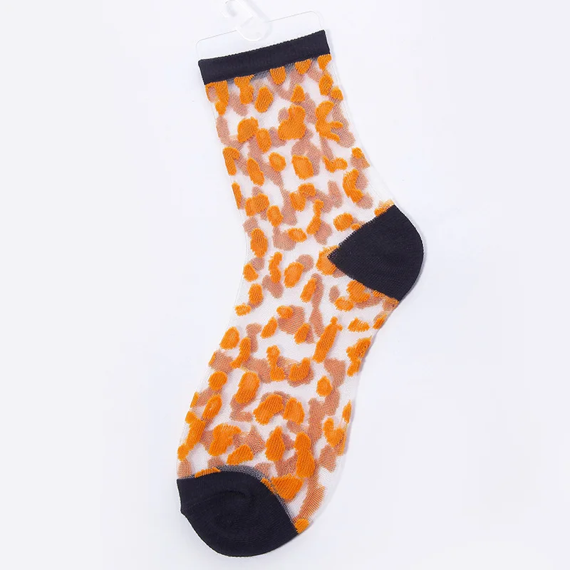 Fashion Summer Women Ladies Sexy Leopard Grain Socks Crystal Silk Glass Silk Ultrathin Transparent Lace Fabulous Girls