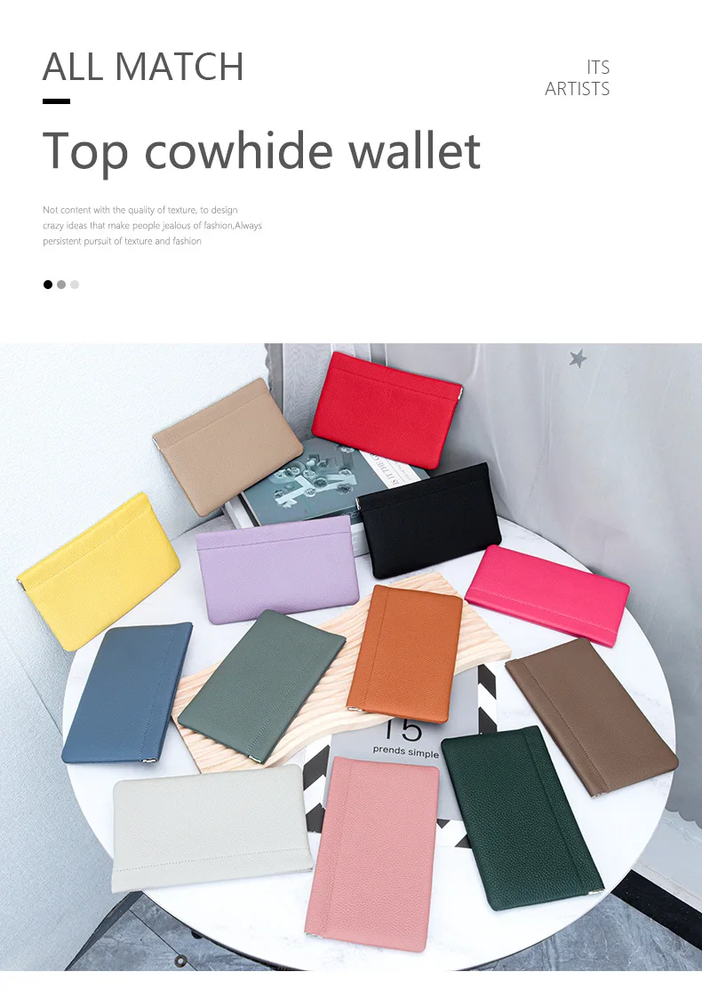 Genuine Leather Ladies Clip Clutch Bag Multifunctional Organizer Wallet Women's Purse Phone Bag Travel Makeup Bag