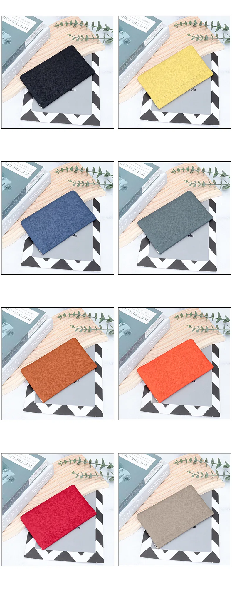 Genuine Leather Ladies Clip Clutch Bag Multifunctional Organizer Wallet Women's Purse Phone Bag Travel Makeup Bag