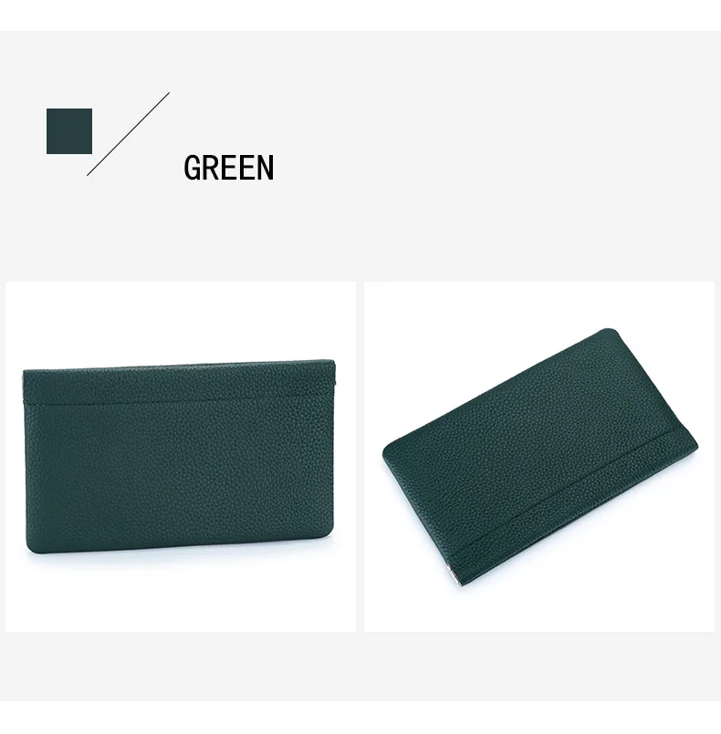 Genuine Leather Ladies Clip Clutch Bag Multifunctional Organizer Wallet Women's Purse Phone Bag Travel Makeup Bag