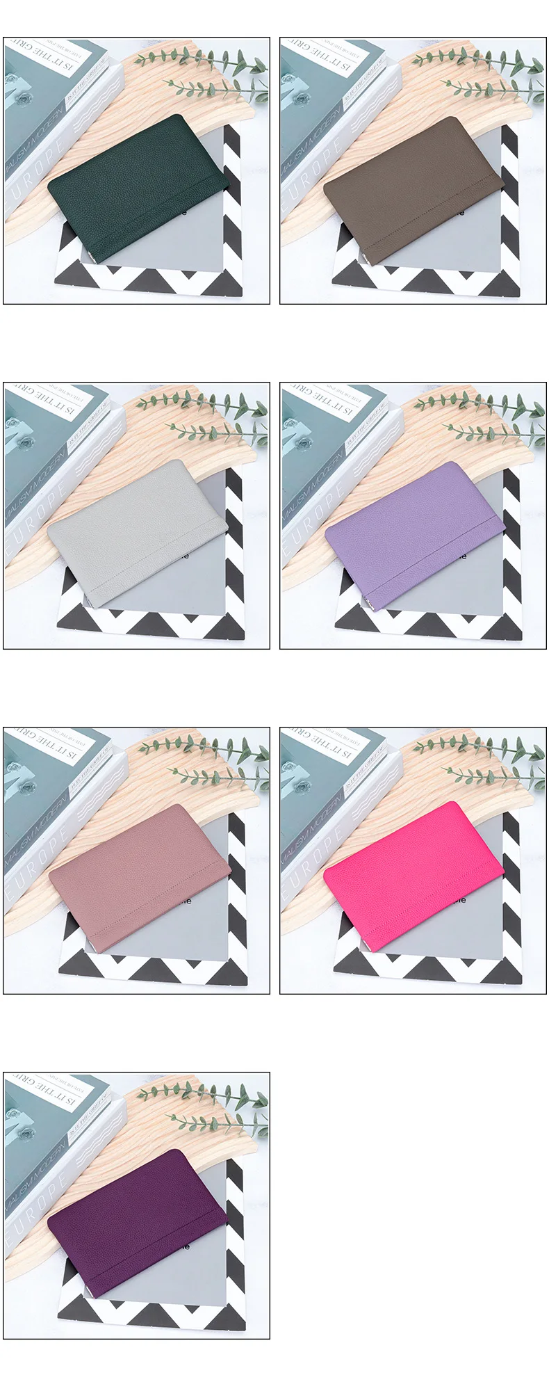 Genuine Leather Ladies Clip Clutch Bag Multifunctional Organizer Wallet Women's Purse Phone Bag Travel Makeup Bag