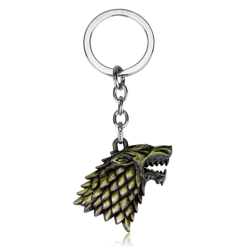 House Targaryen Badge Keychain Wolf Head Drodon Rhaegal Blood Dragon Stark Family Winterfell Hollow Pendant Gift Trinket