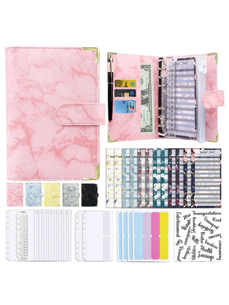 A6 Budget Binder Cash Envelope Planner System Organizer with Budget Money Envelopes,Expense Budget Sheets,Binder Pockets