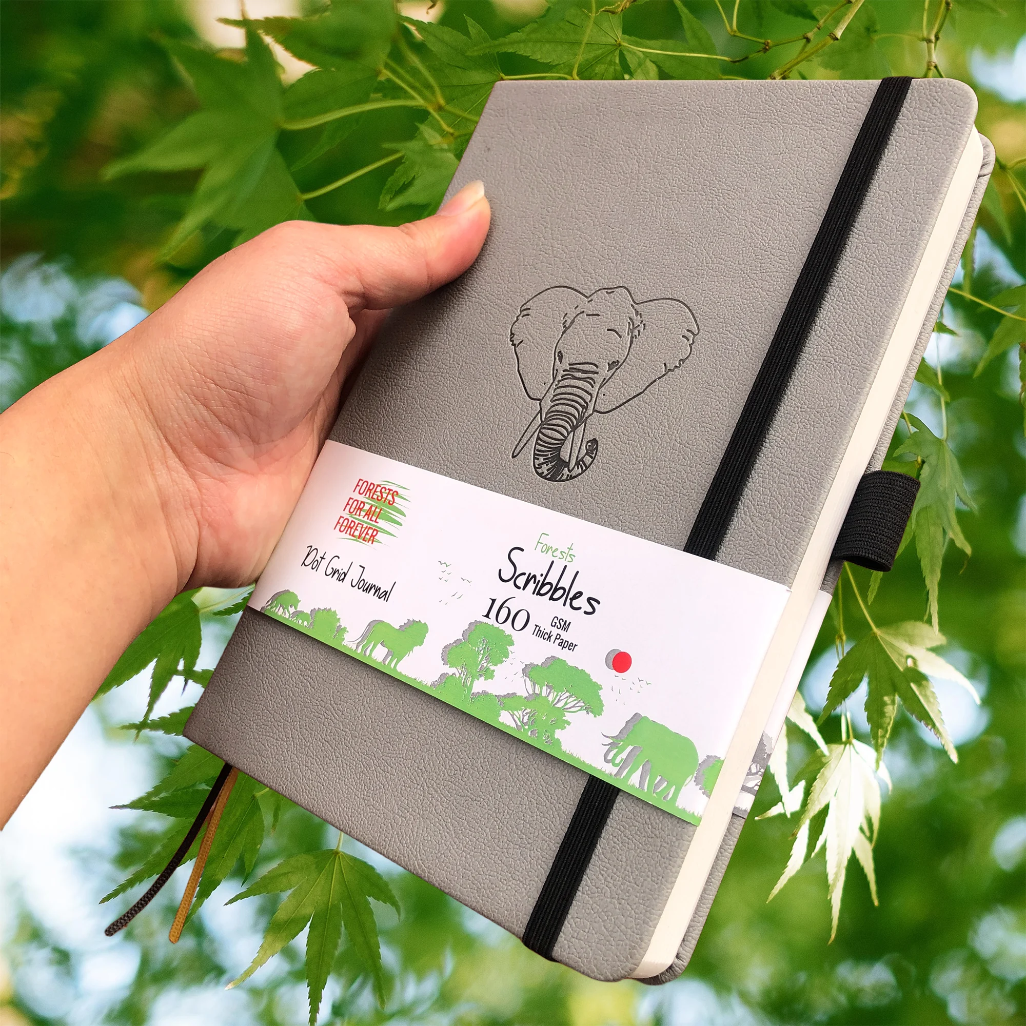BUKE Elephant Dotted Journal,160gsm Thick Cream Paper Dot Grid Notebook 160 Pages Numbered, 5*5mm DOT-GRID Layouts, Additional