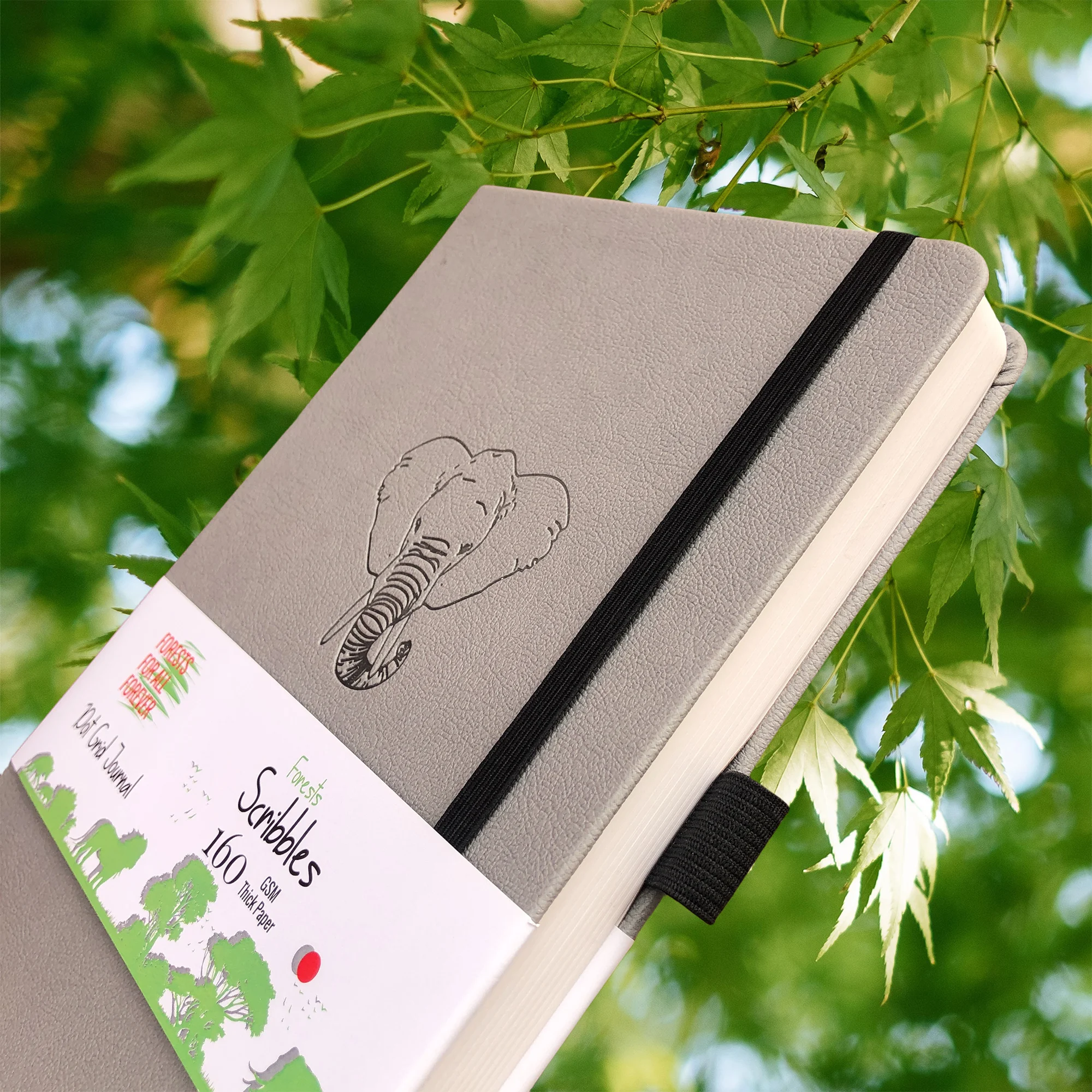 BUKE Elephant Dotted Journal,160gsm Thick Cream Paper Dot Grid Notebook 160 Pages Numbered, 5*5mm DOT-GRID Layouts, Additional