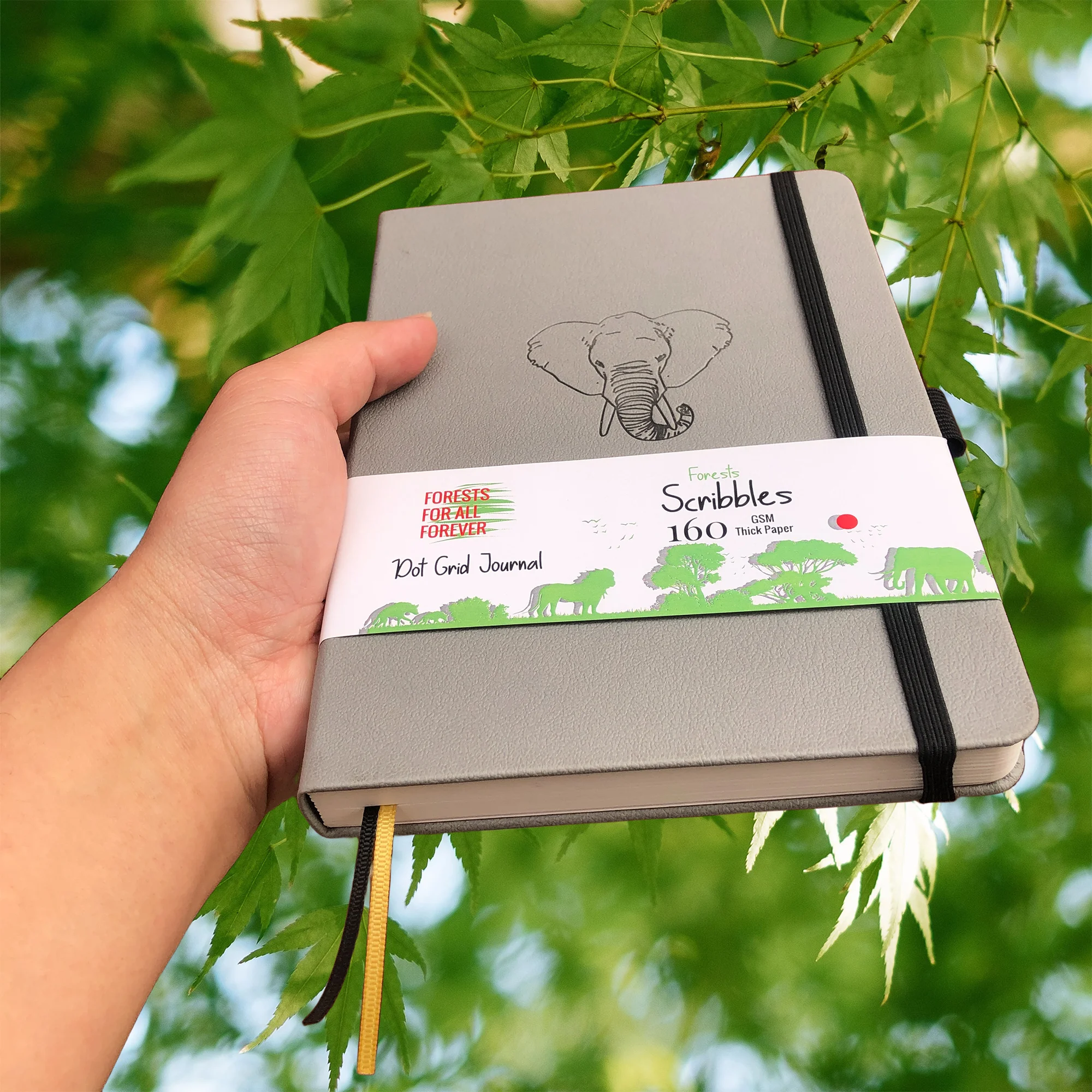 BUKE Elephant Dotted Journal,160gsm Thick Cream Paper Dot Grid Notebook 160 Pages Numbered, 5*5mm DOT-GRID Layouts, Additional