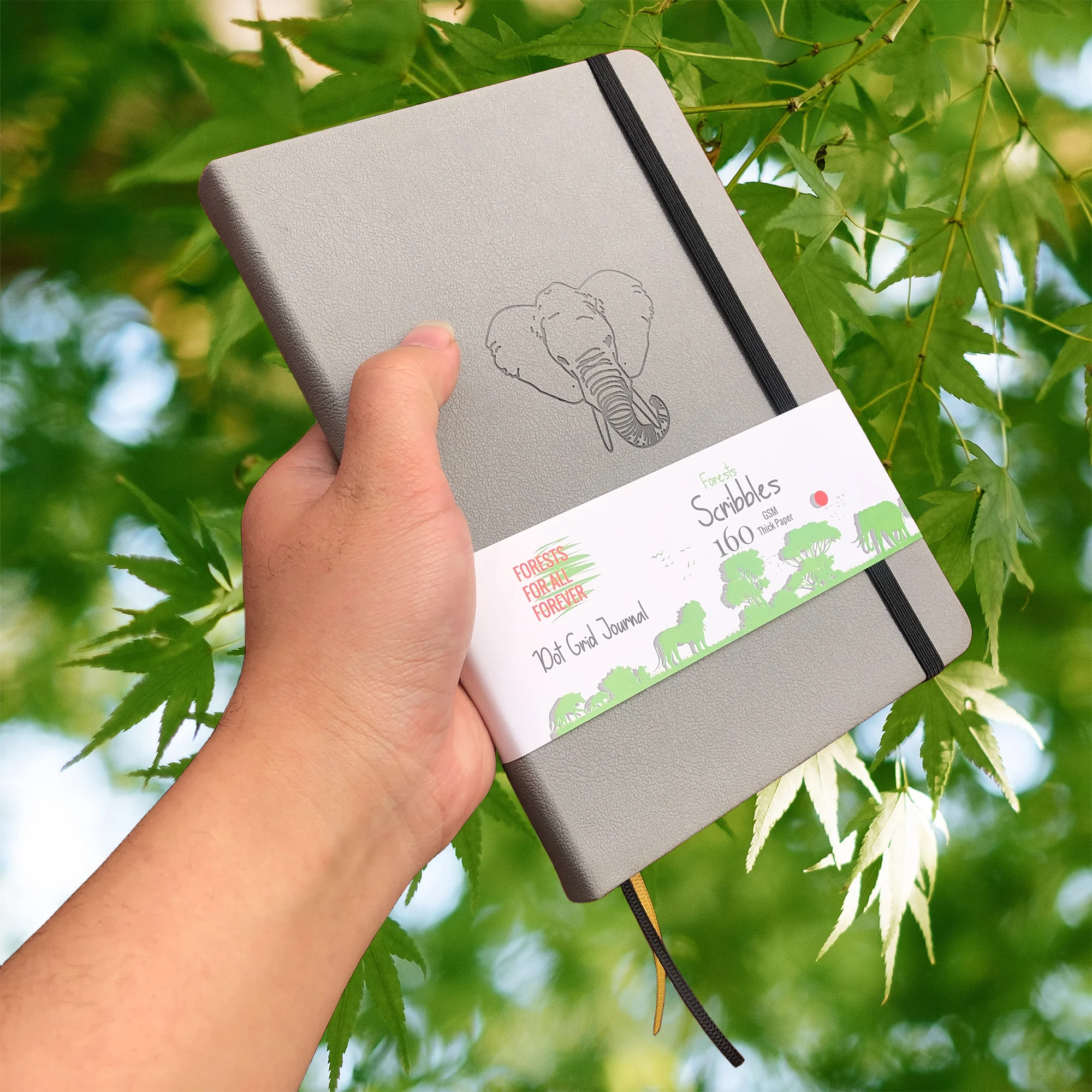 BUKE Elephant Dotted Journal,160gsm Thick Cream Paper Dot Grid Notebook 160 Pages Numbered, 5*5mm DOT-GRID Layouts, Additional