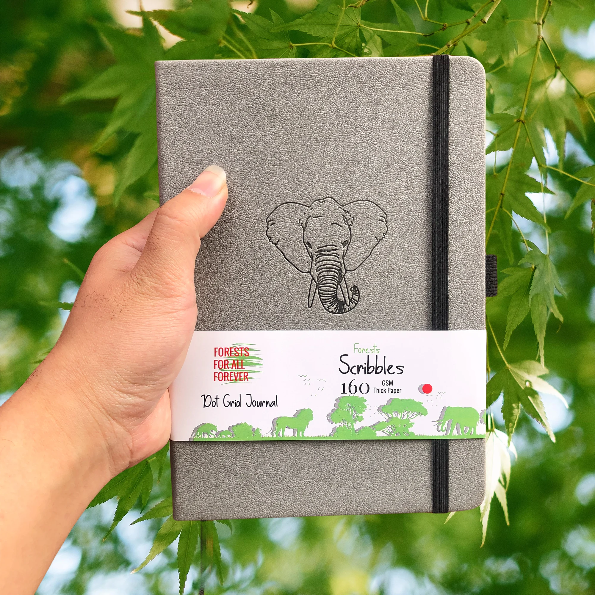 BUKE Elephant Dotted Journal,160gsm Thick Cream Paper Dot Grid Notebook 160 Pages Numbered, 5*5mm DOT-GRID Layouts, Additional