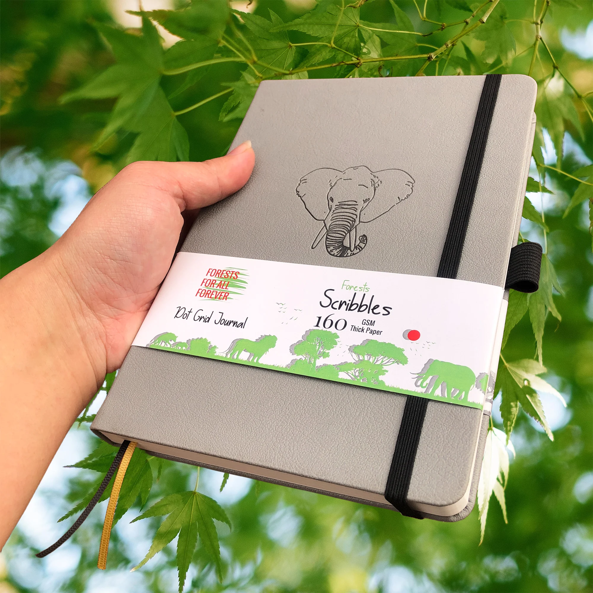BUKE Elephant Dotted Journal,160gsm Thick Cream Paper Dot Grid Notebook 160 Pages Numbered, 5*5mm DOT-GRID Layouts, Additional