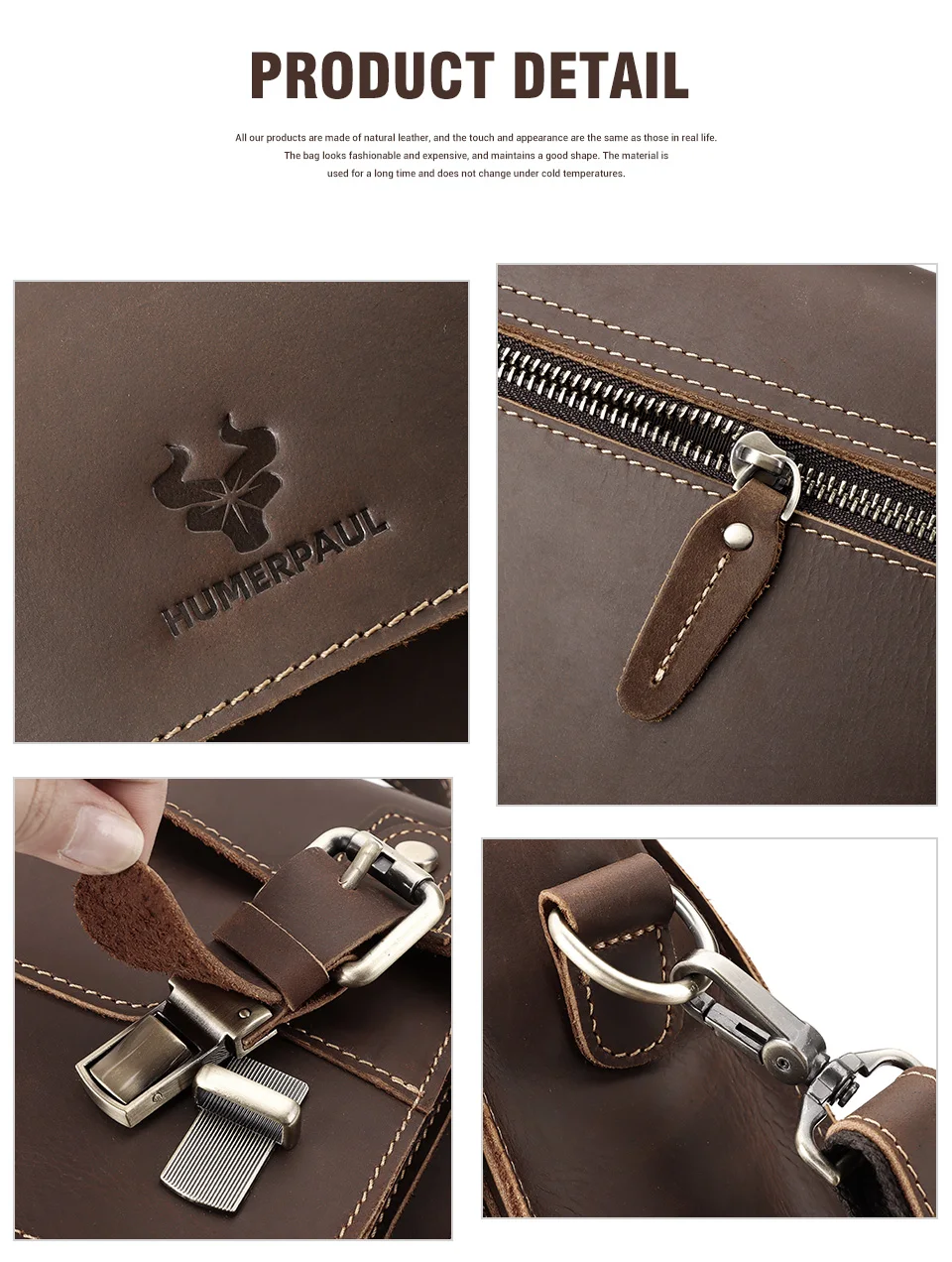 Crazy Horse Leather Men Messenger Bag Business Laptop Briefcase Casual Male Work Tote Bags for Ipad Large Capacity Travel Bag