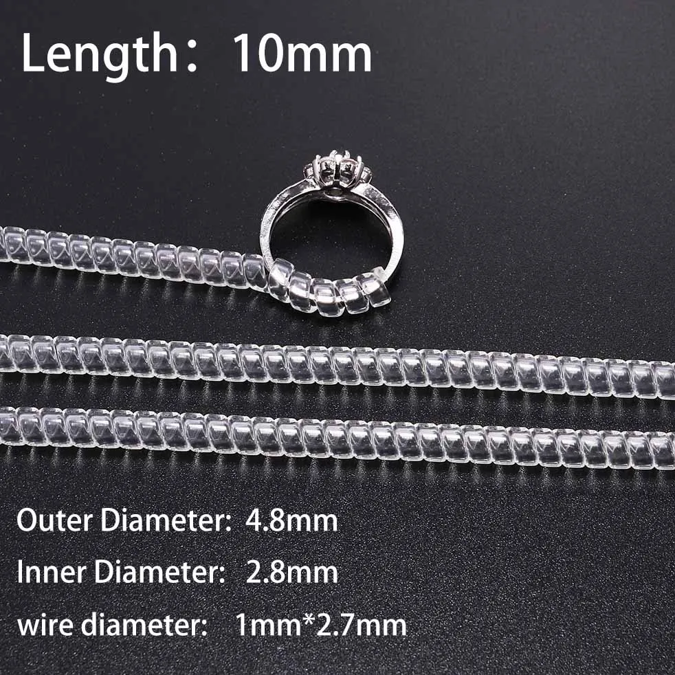 4pcs/lot Transparent Spiral Based Ring Tools Spring Coil Ring Size Adjuster Guard Tightener Reducer Resizing Tool For Jewelry