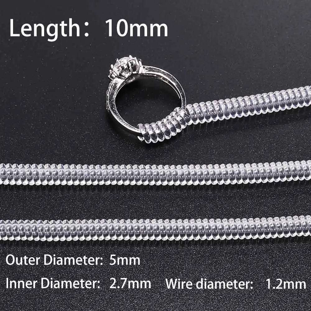 4pcs/lot Transparent Spiral Based Ring Tools Spring Coil Ring Size Adjuster Guard Tightener Reducer Resizing Tool For Jewelry