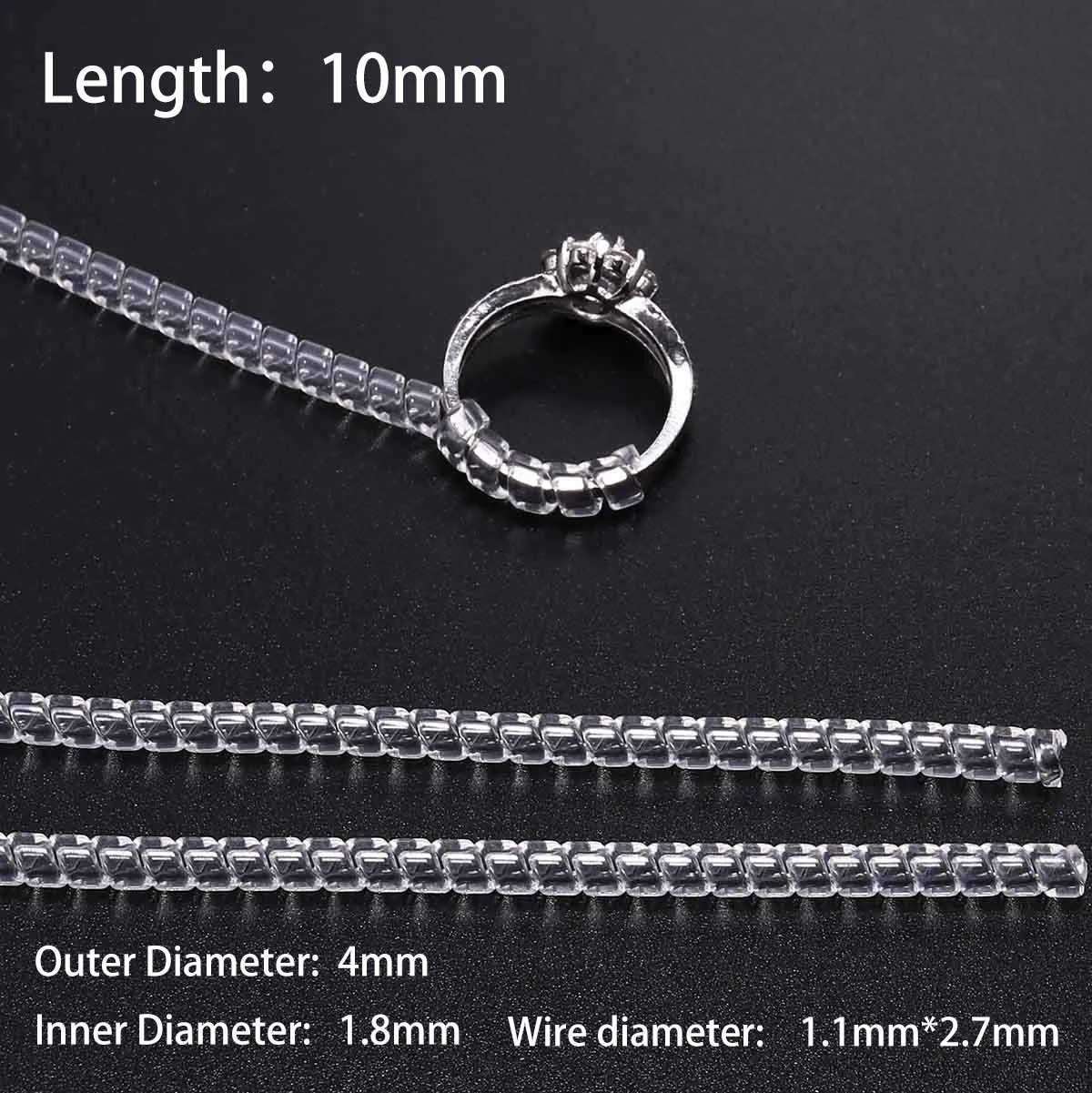 4pcs/lot Transparent Spiral Based Ring Tools Spring Coil Ring Size Adjuster Guard Tightener Reducer Resizing Tool For Jewelry