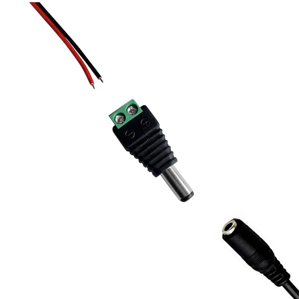 5pairs DC 12V Female And Male Connectors 5.5x2.1mm Power Plug Adapter Jacks Sockets For Signal Color LED Strip Light CCTV Camera