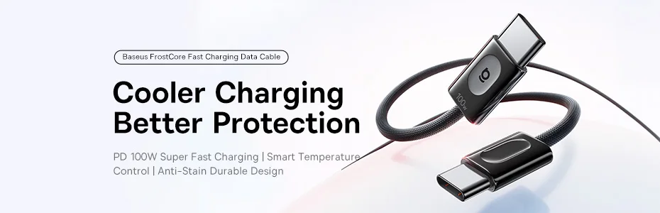 Baseus USB Type C To USB C Cable For iPhone 18 17 100W/5A PD Fast Charging Charger Cord For Macbook Xiaomi Samsung Type-C Cable