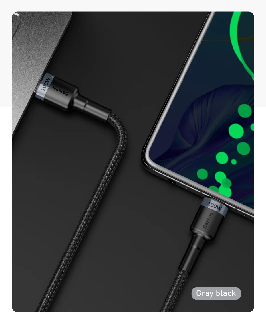 Baseus USB Type C To USB C Cable For iPhone 18 17 100W/5A PD Fast Charging Charger Cord For Macbook Xiaomi Samsung Type-C Cable