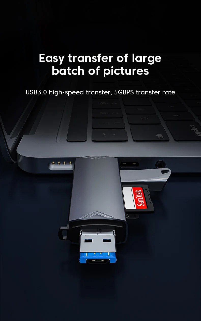 6 in 1 Card Reader USB3.0 to Type C Micro USB Universal OTG Adapter Multifunctional Adapter SD TF High-Speed Transmission