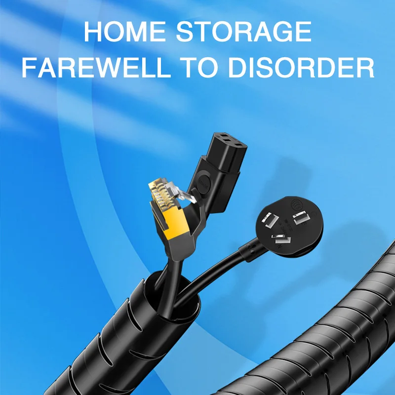 2M 16/10mm Flexible Spiral Cable Wire Protector Cable Organizer Computer Cord Protective Tube Clip Organizer Management Tools