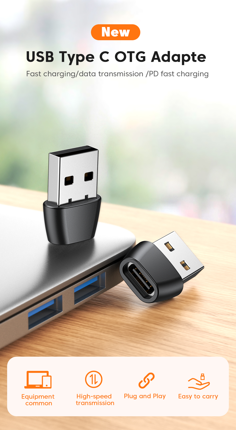 1/3/5pcs USB To Type C OTG Adapter USB C Male To USB Type-c Female Converter For Macbook Xiaomi Samsung S21 USBC OTG Connector